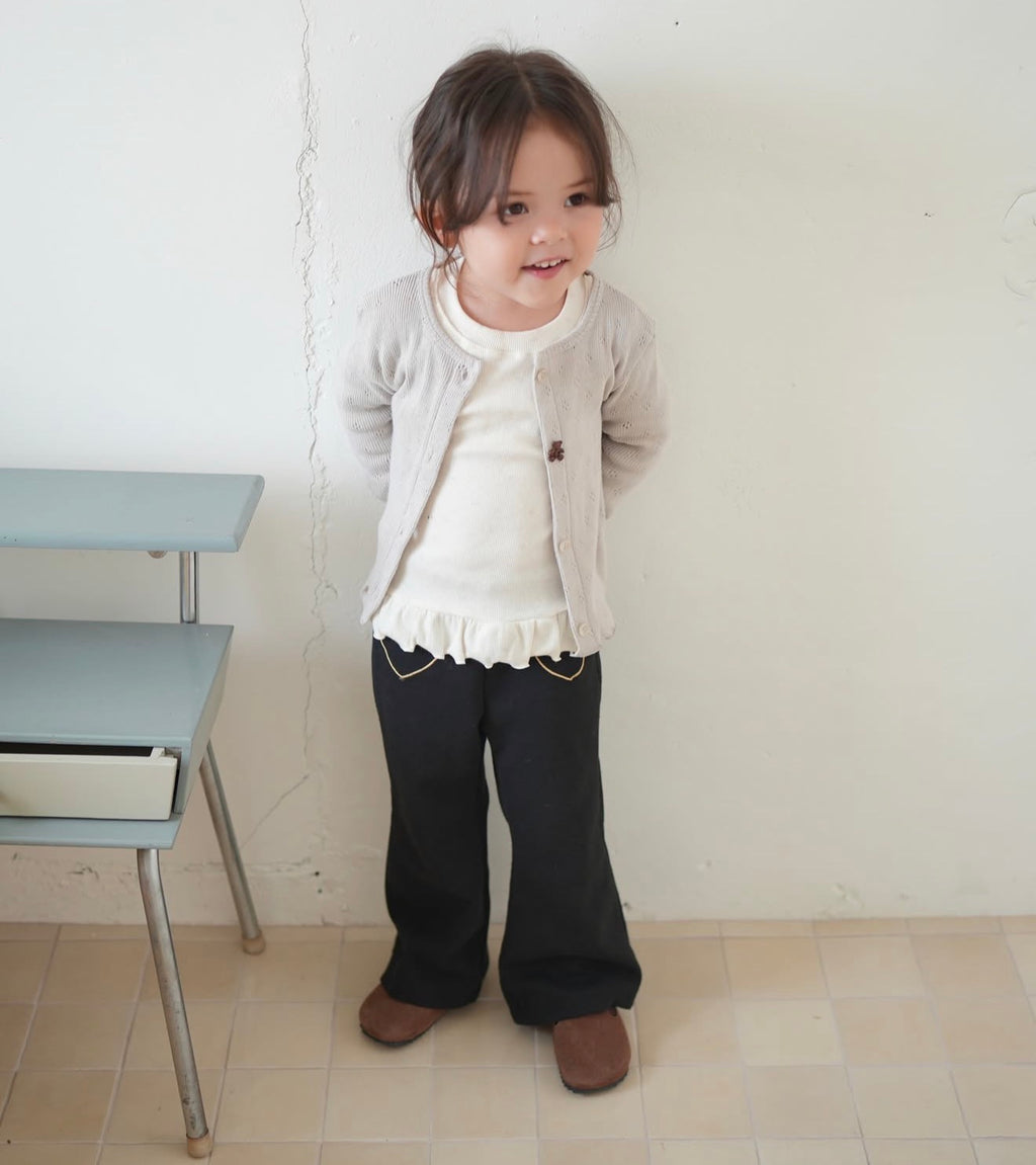 Korean Kidswear | Buttercup Teddy Pointelle Cardigan