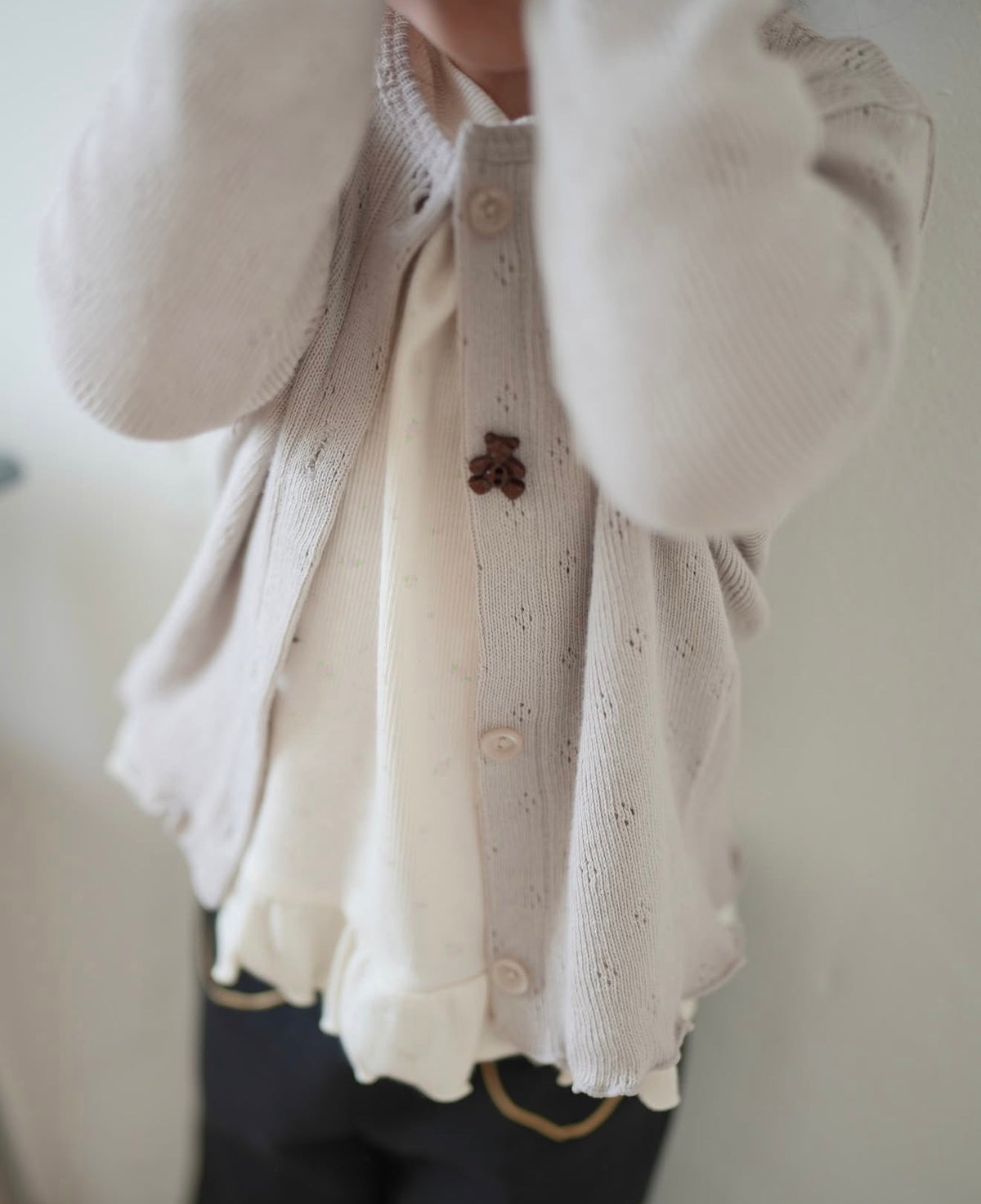 Korean Kidswear | Buttercup Teddy Pointelle Cardigan