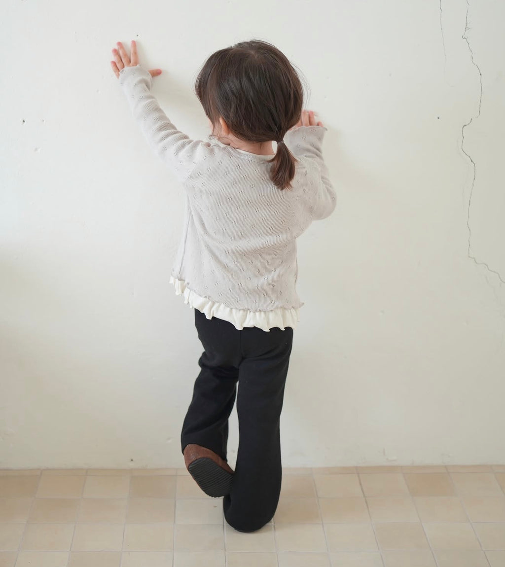 Korean Kidswear | Buttercup Teddy Pointelle Cardigan