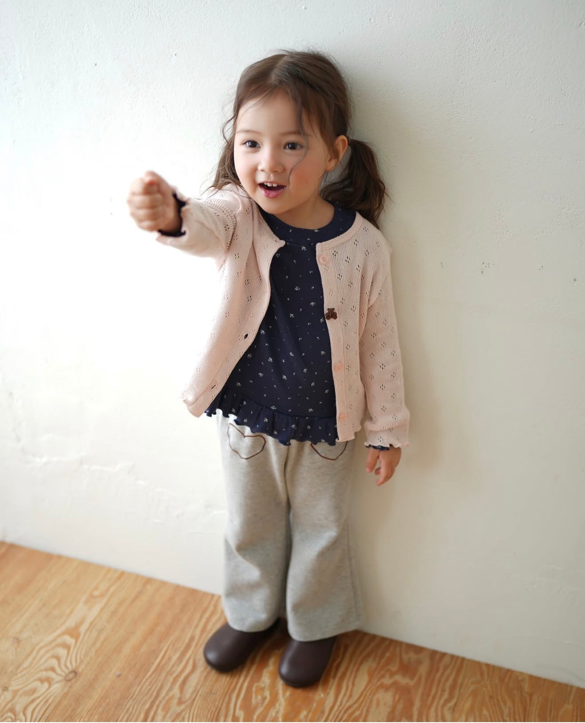 Korean Kidswear | Buttercup Teddy Pointelle Cardigan