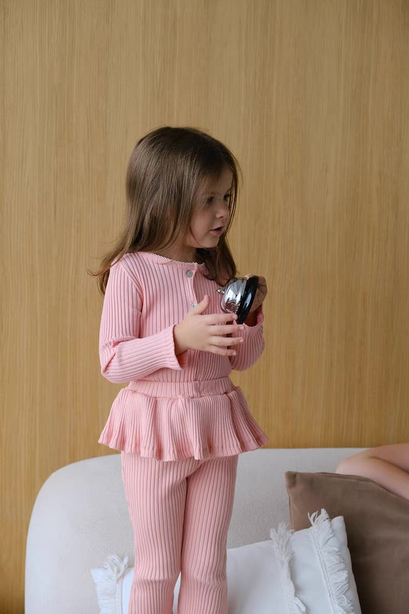 Korean Kidswear Ribbed Ruffle Pants