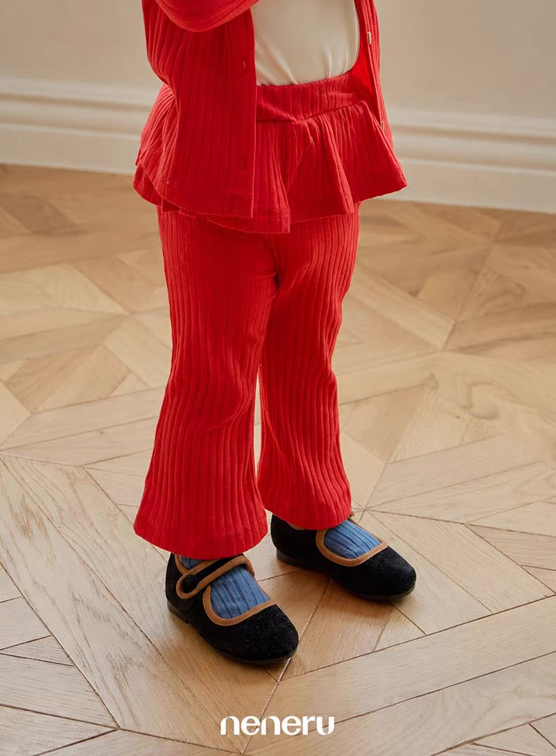 Korean Kidswear Ribbed Ruffle Pants