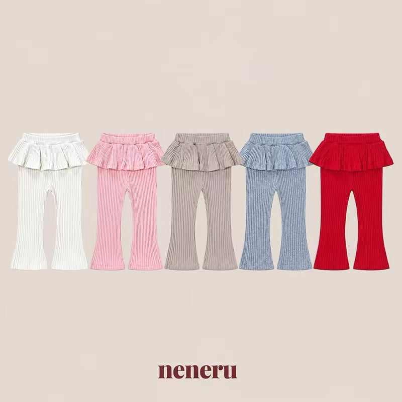 Korean Kidswear Ribbed Ruffle Pants