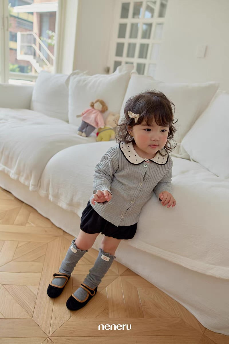Korean Kidswear Ribbed Ruffle Cardigan - 3 Colors