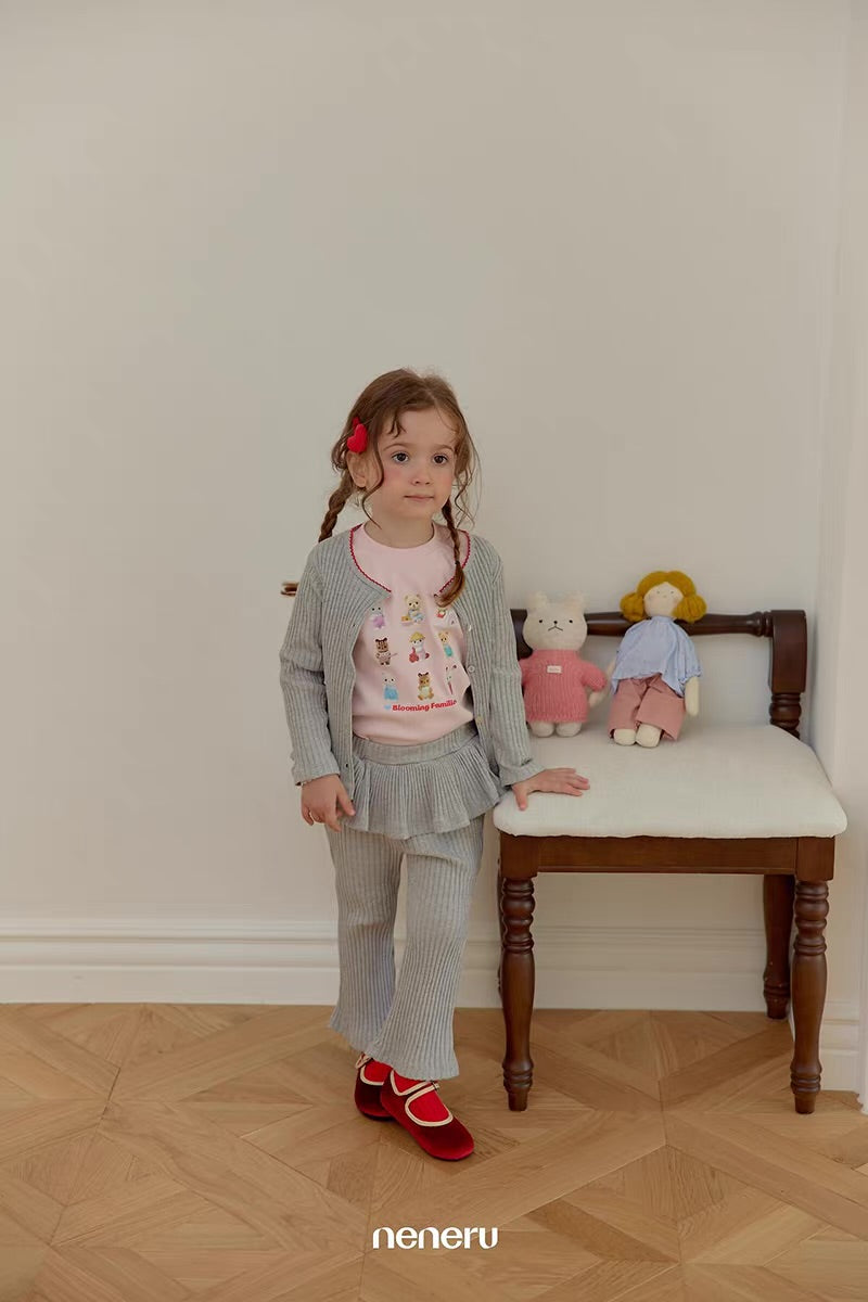 Korean Kidswear Ribbed Ruffle Cardigan - 3 Colors
