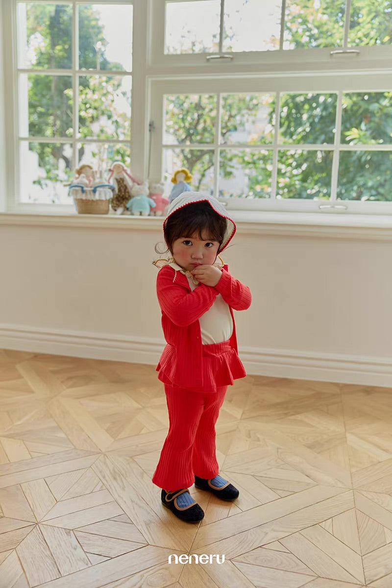 Korean Kidswear Ribbed Ruffle Cardigan - 3 Colors