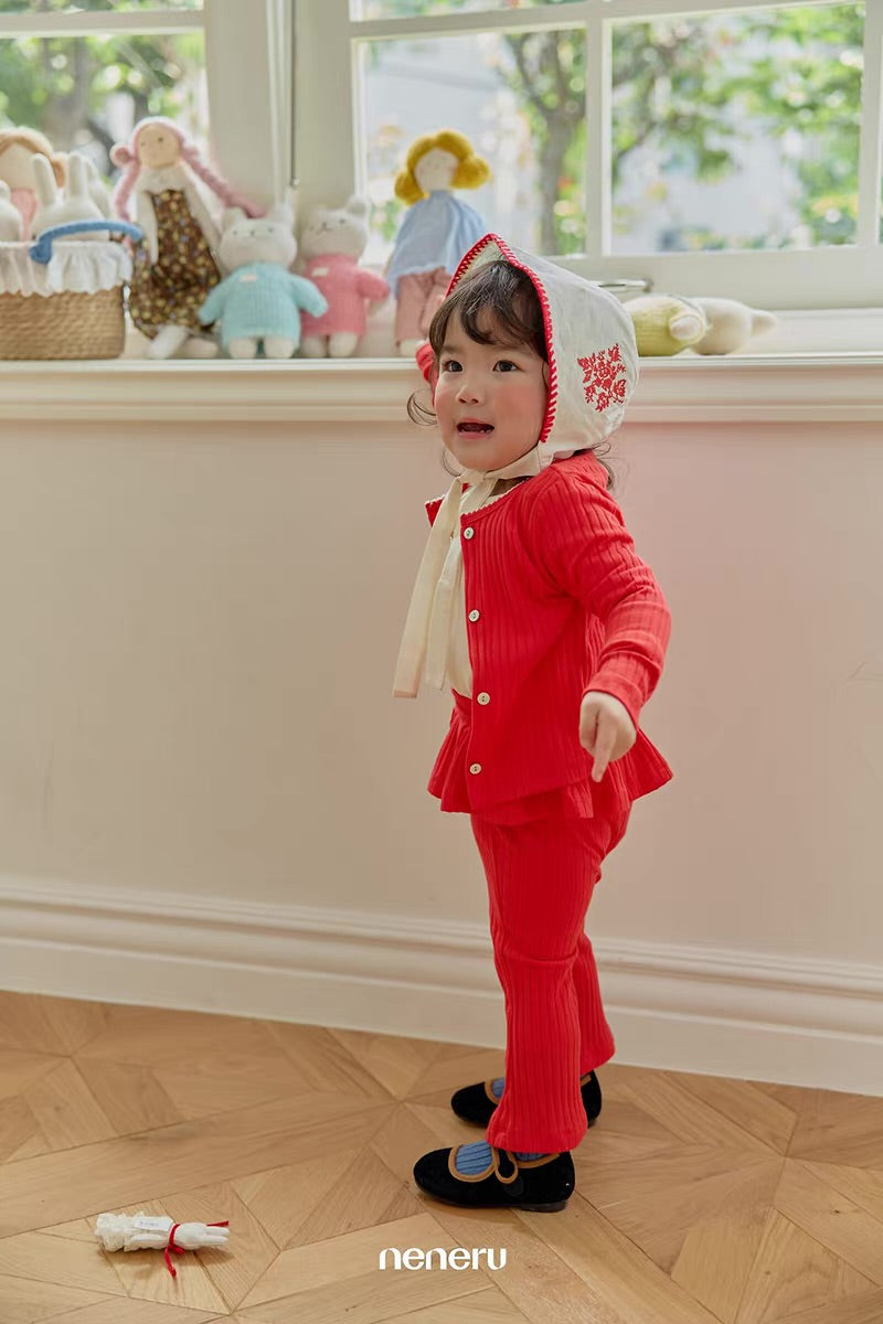 Korean Kidswear Ribbed Ruffle Cardigan - 3 Colors
