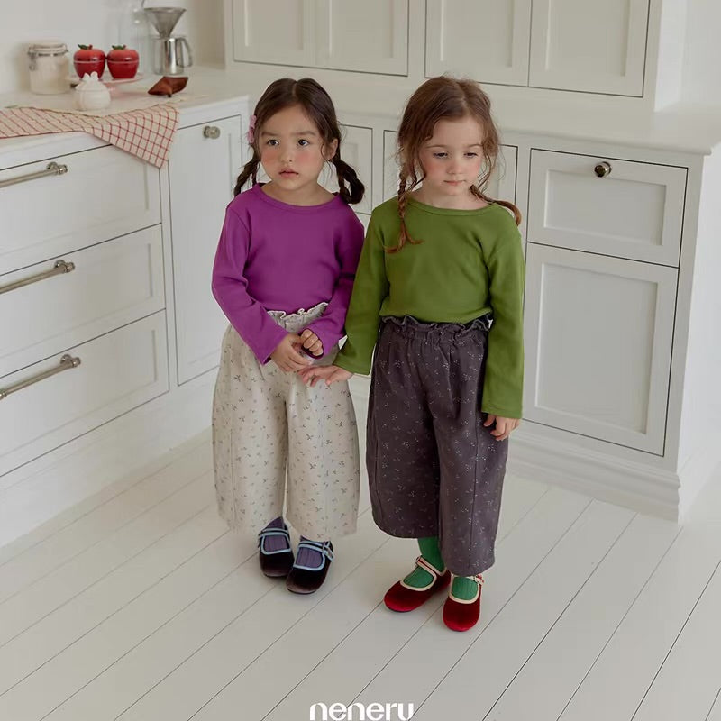 Korean Kidswear Floral Wide Leg Pants - 2 Colors