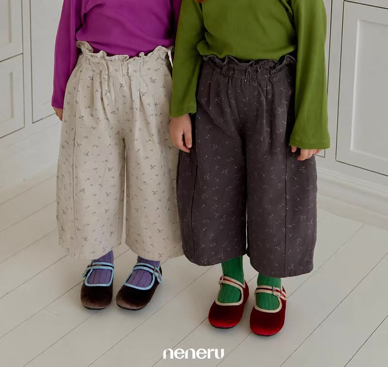 Korean Kidswear Floral Wide Leg Pants - 2 Colors