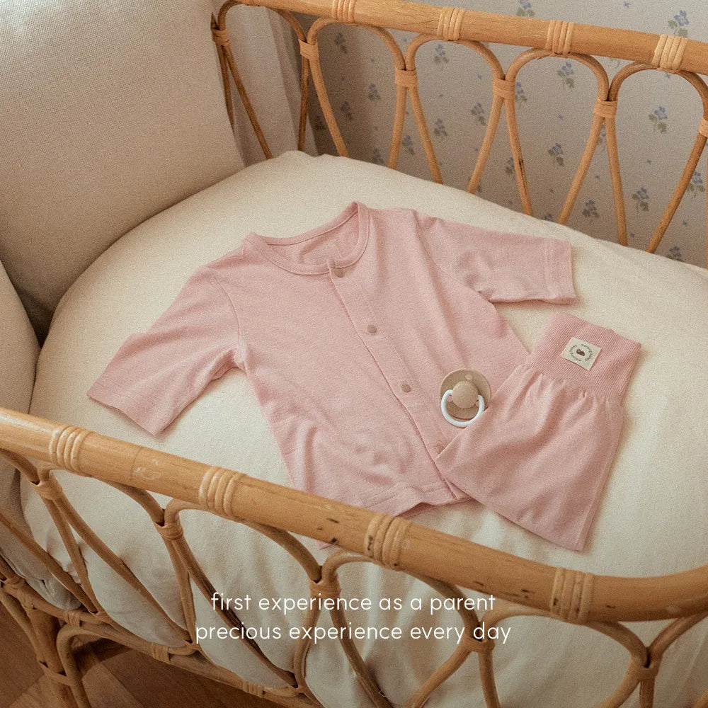 Mallanghanee Bamboo Light 3/4 Sleeve Baby Pajama Set – Pink