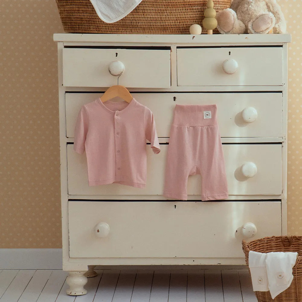 Mallanghanee Bamboo Light 3/4 Sleeve Baby Pajama Set – Pink