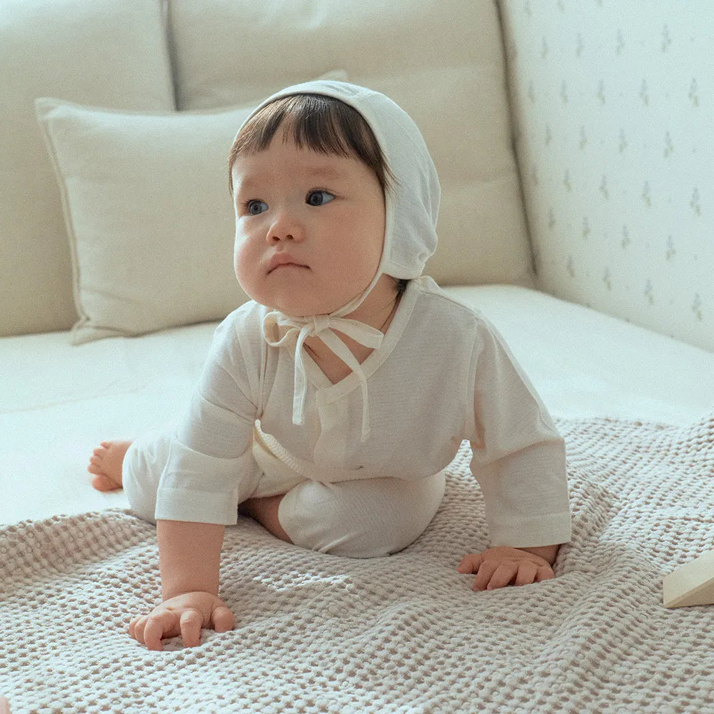 Mallanghanee Bamboo Light 3/4 Sleeve Baby Pajama Set – White