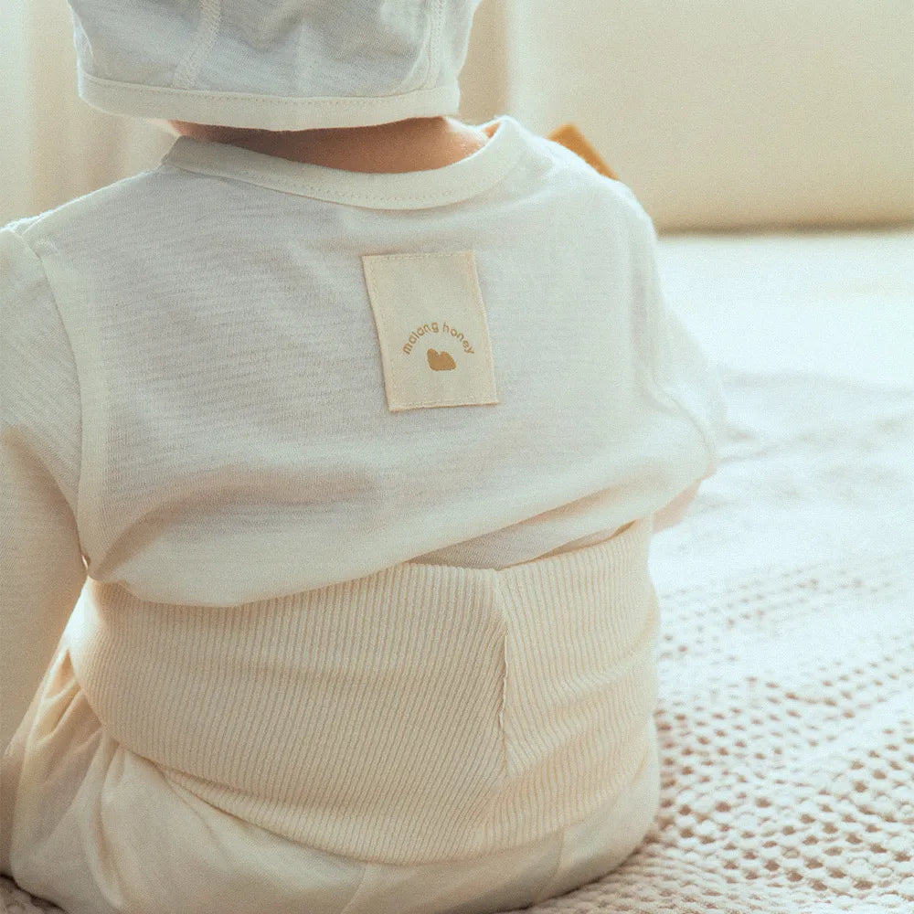 Mallanghanee Bamboo Light 3/4 Sleeve Baby Pajama Set – White