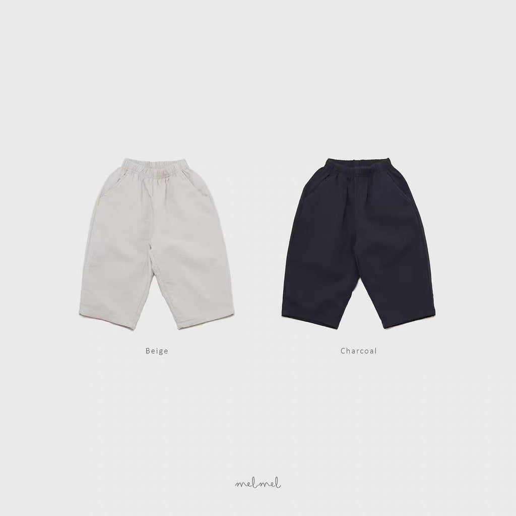 Korean Kidswear Relaxed Wide-Leg Pants – Beige / Charcoal