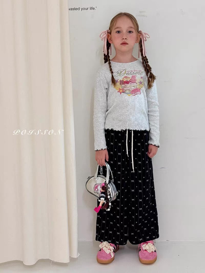 Korean Kidswear | Dessert Graphic Pointelle Long Sleeve Top