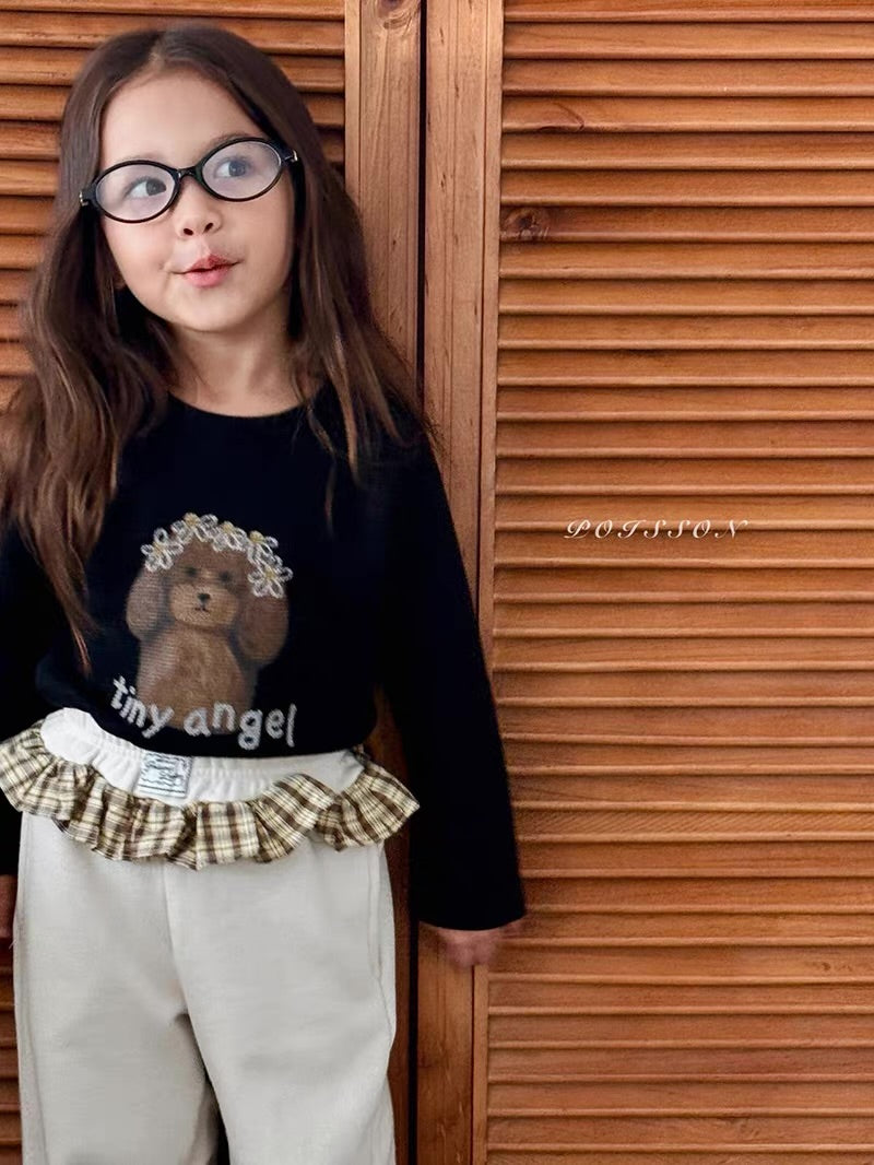 Korean Kidswear | Tiny Angel Puppy Waffle Long Sleeve Top