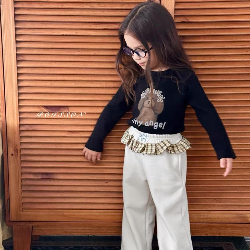 Korean Kidswear | Tiny Angel Puppy Waffle Long Sleeve Top