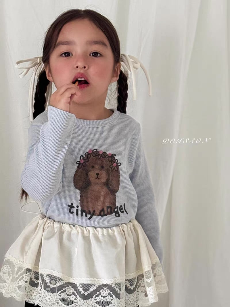 Korean Kidswear | Tiny Angel Puppy Waffle Long Sleeve Top