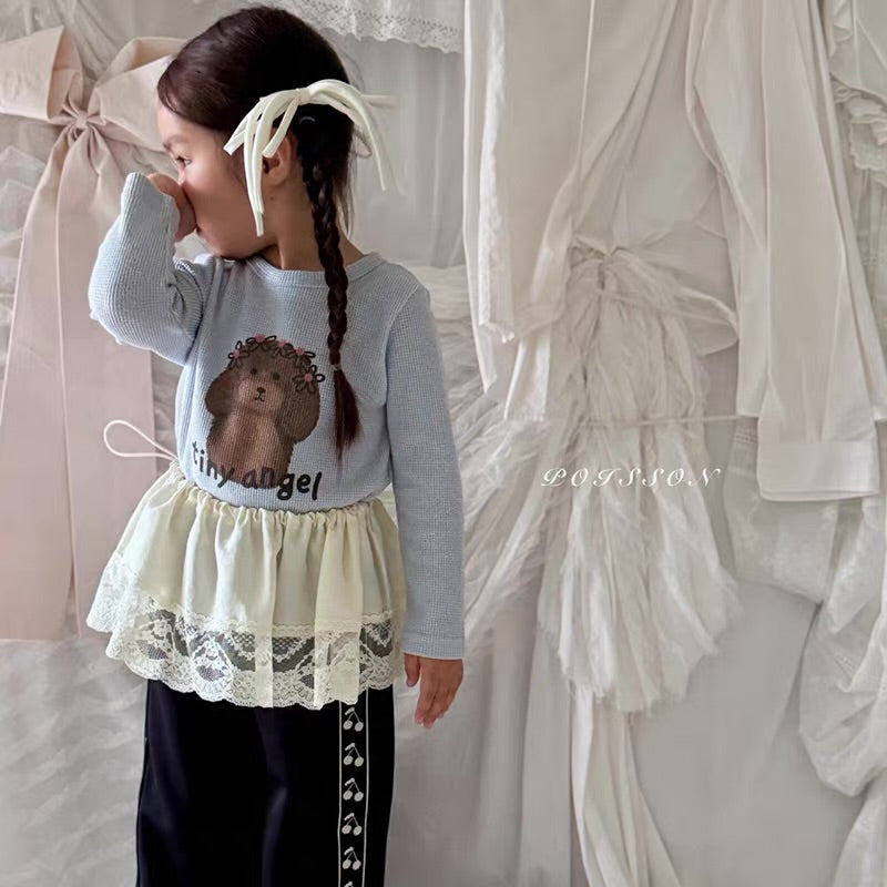 Korean Kidswear | Tiny Angel Puppy Waffle Long Sleeve Top