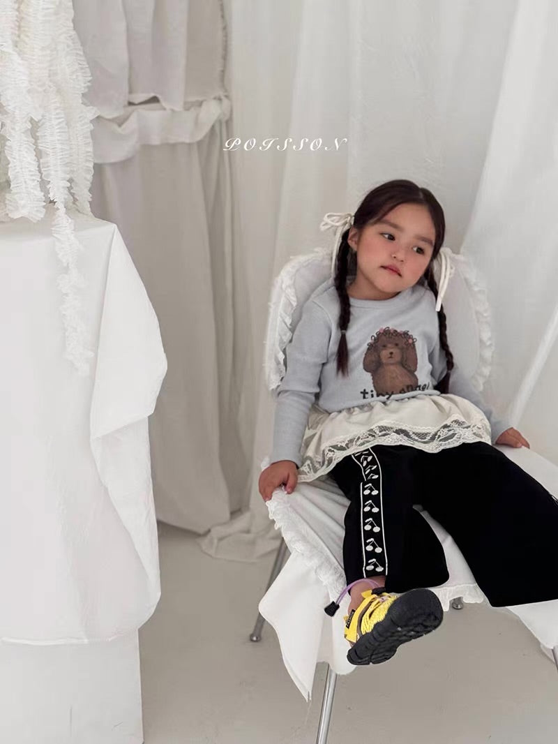 Korean Kidswear | Tiny Angel Puppy Waffle Long Sleeve Top