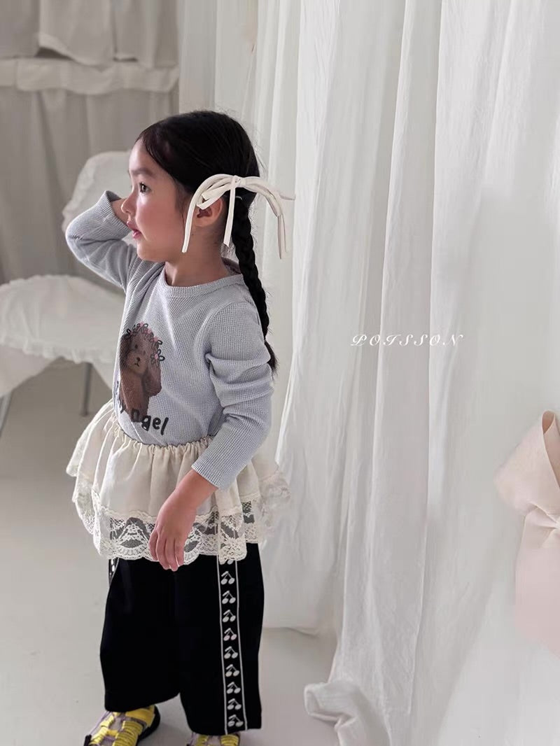 Korean Kidswear | Tiny Angel Puppy Waffle Long Sleeve Top