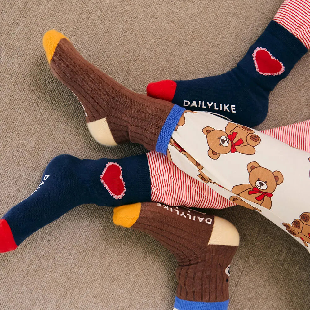 Korean Kidswear | Teddy Bear Non-Slip Kids Socks 6-Pack Gift Set