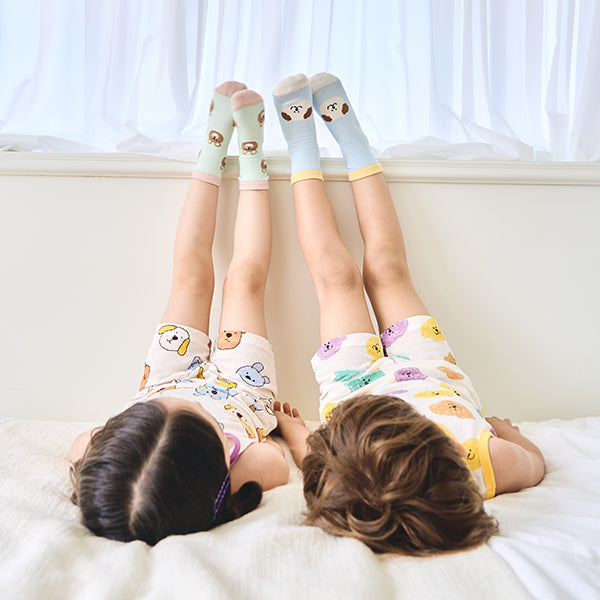Korean Kidswear | Doodling Friends Mesh Kids Socks 4-Pack Set