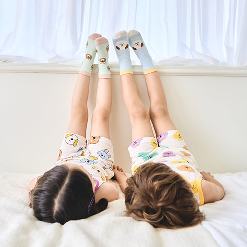Korean Kidswear | Doodling Friends Mesh Kids Socks 4-Pack Set