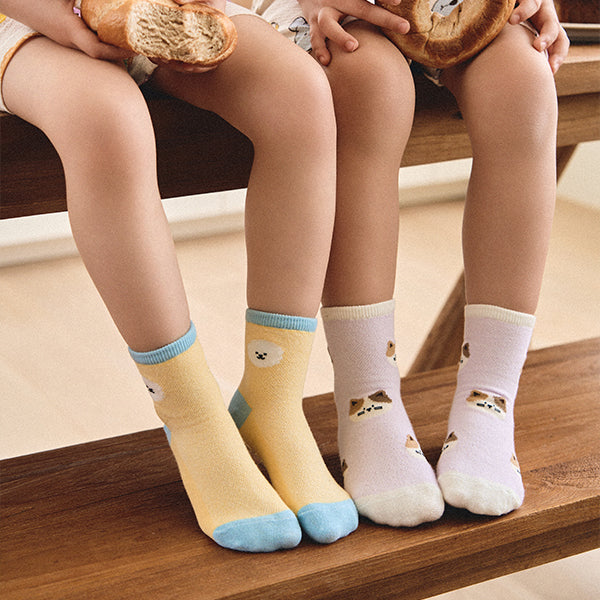 Korean Kidswear | Doodling Friends Mesh Kids Socks 4-Pack Set