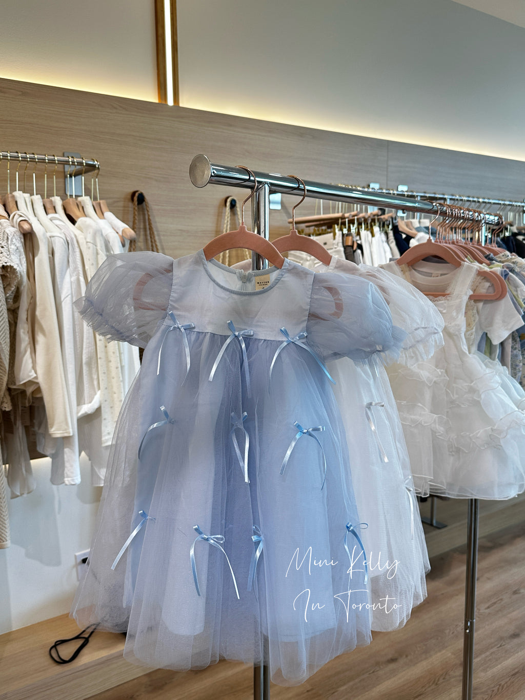 Mini Kelly blue bow tulle dress