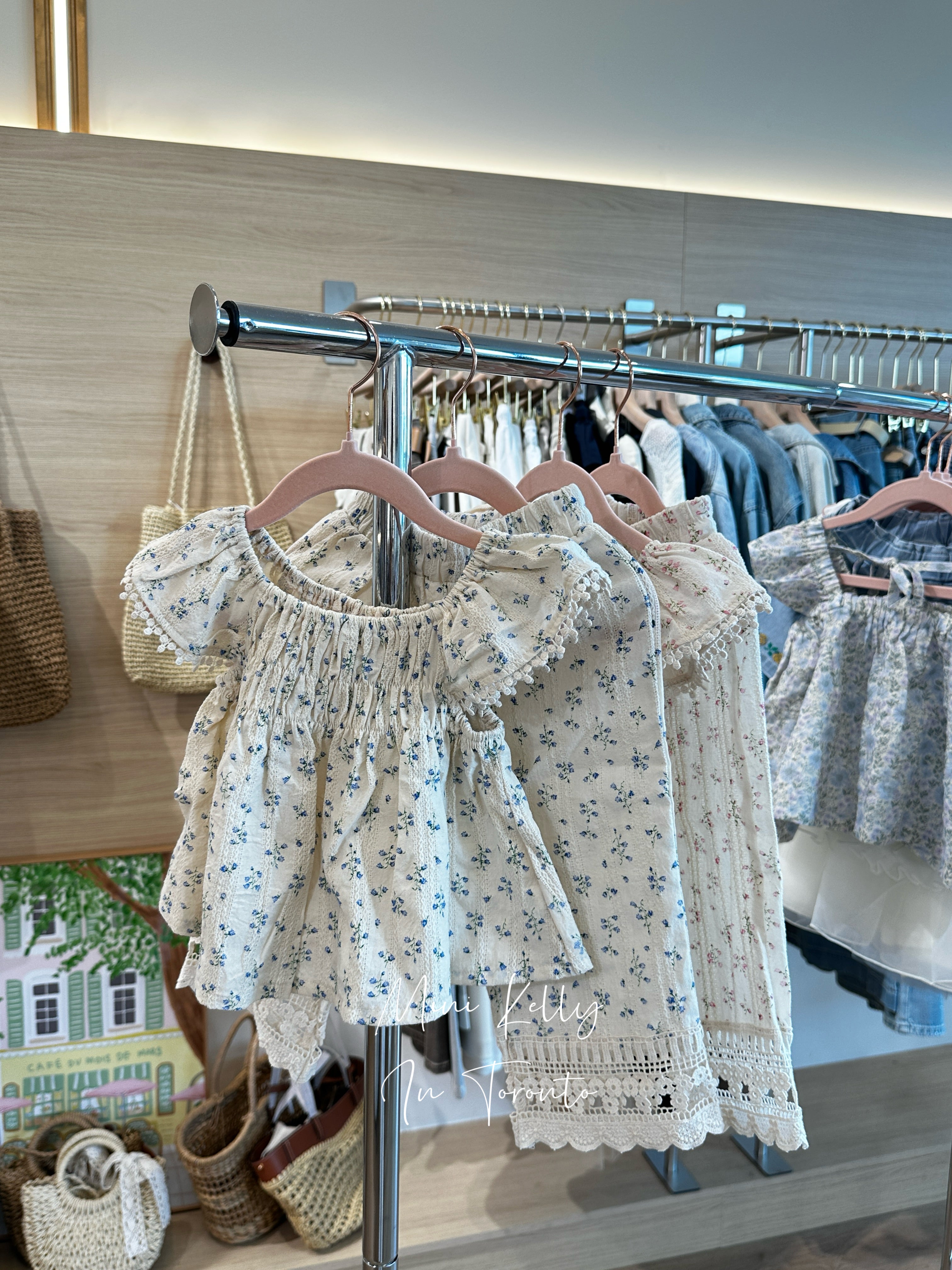 Mini Kelly blue floral lace top and pants set