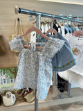 Mini Kelly blue floral tie-back top