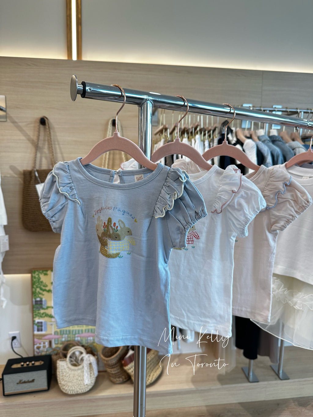 Mini Kelly blue bunny ruffle sleeve tee