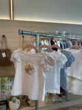 Mini Kelly white bunny ruffle sleeve tee