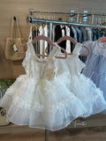 Mini Kelly white ruffle tulle dress
